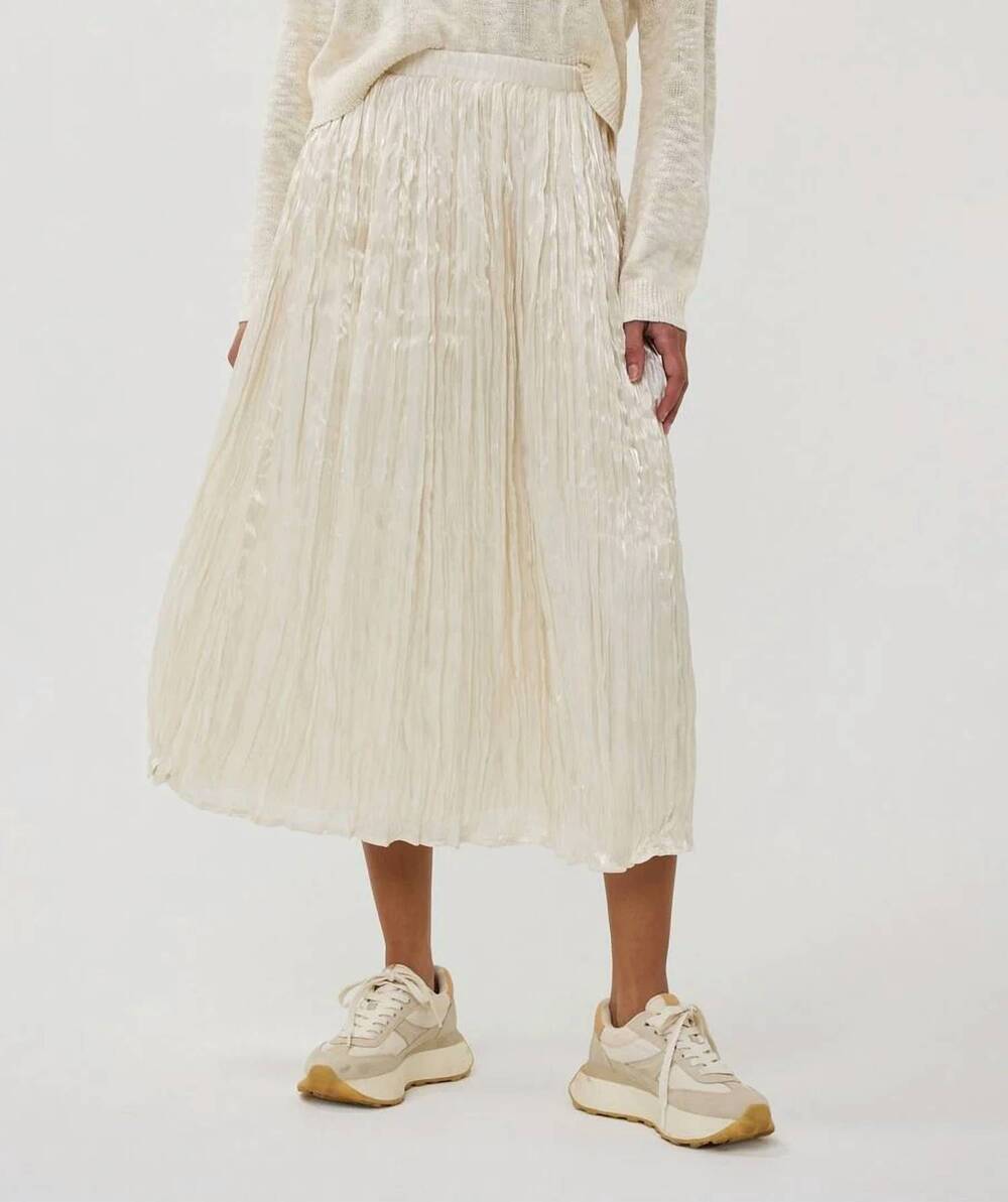 NEW ESQUALO svea plisse changeant skirt in off white